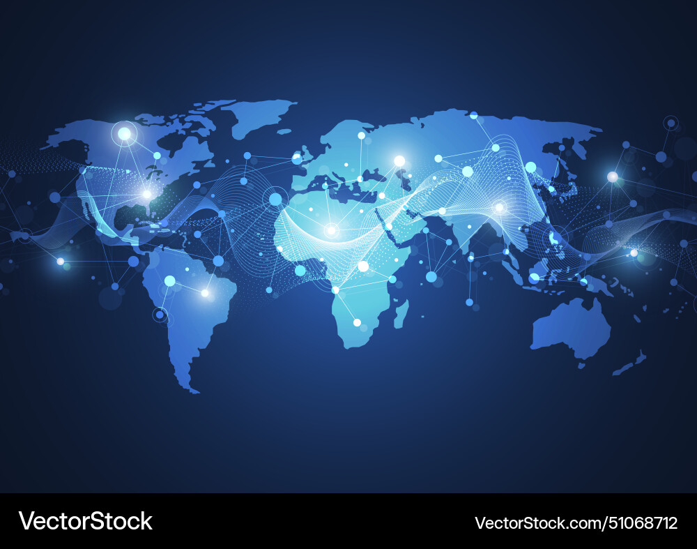 Global network connection world map point Global network connection world map point Vector Image