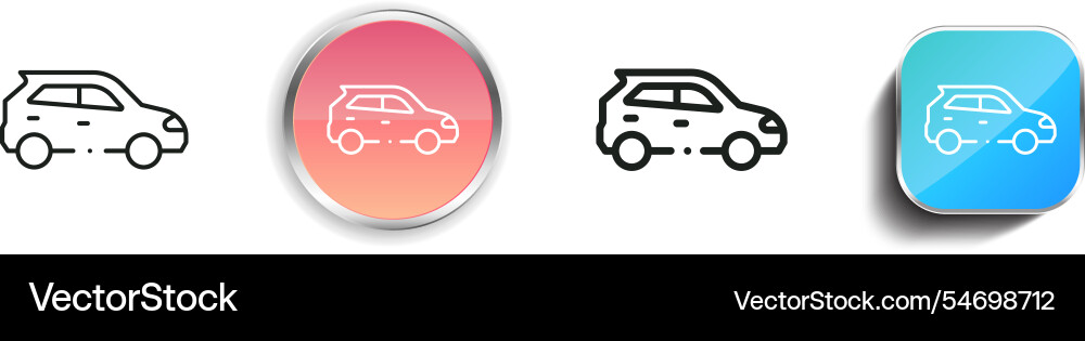 Hatchback Symbol dünn linear regelmäßig und Taste Hatchback Symbol dünn linear regelmäßig und Taste vektorbild