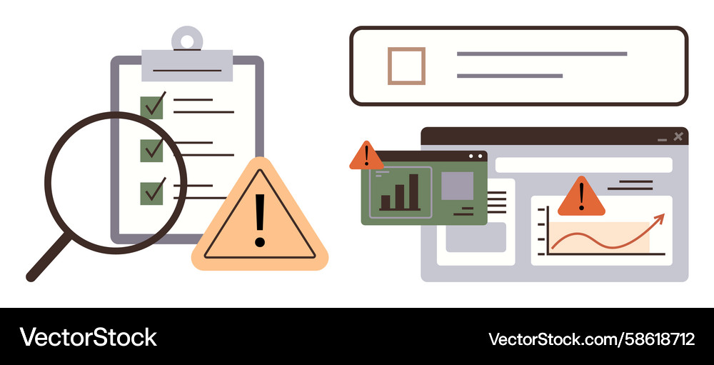 Risk assessment with reports warnings and data Vector Image