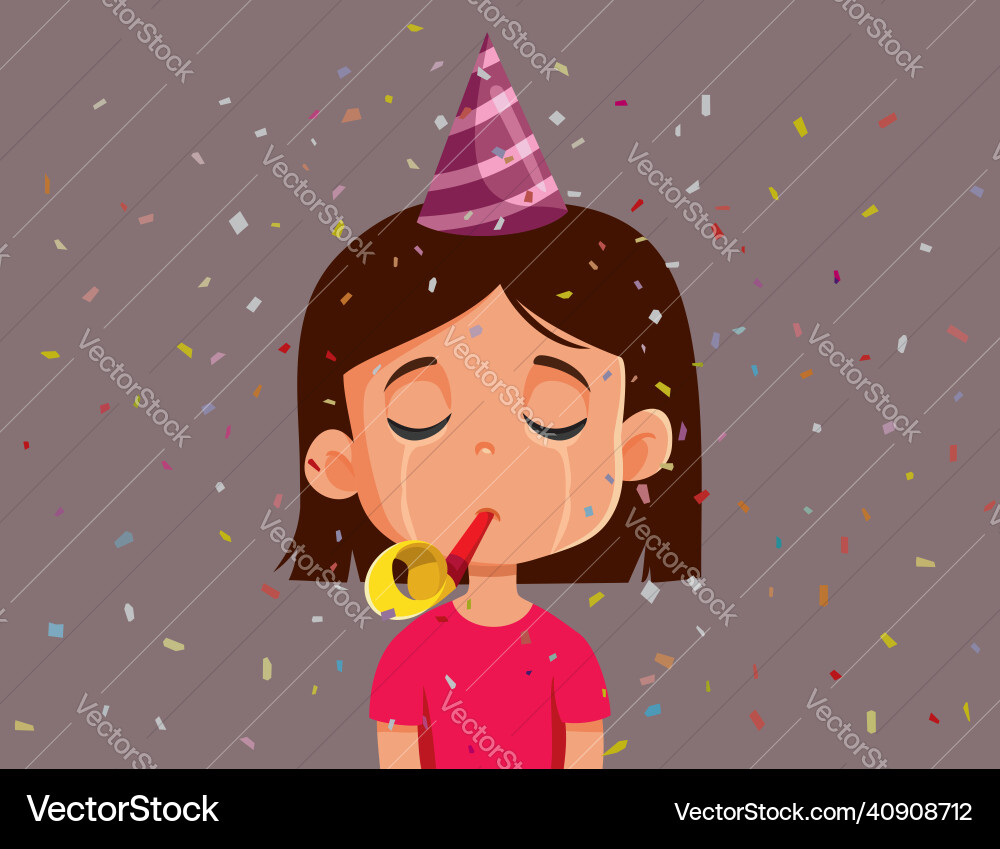 Sad little girl party anniversary cartoon Sad little girl party anniversary cartoon vector image