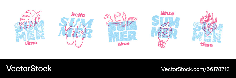 Set of hello summer type design vector image