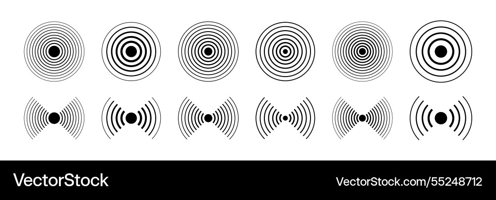 Sonar sound waves icon set concentric circle sign Sonar sound waves icon set concentric circle sign Vector Image