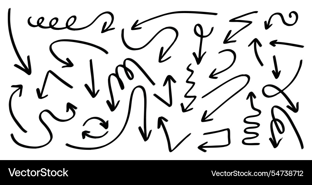 Various hand drawn arrows Vector Image