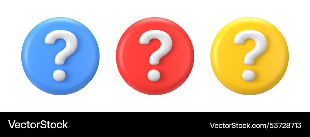 3d bubbles with question ask icon marks for faq 3d bubbles with question ask icon marks for faq vector image
