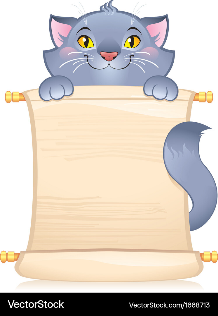 Cat with scroll Vector Image