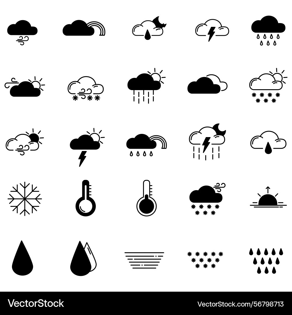 Clouds icons set of in different form vector image