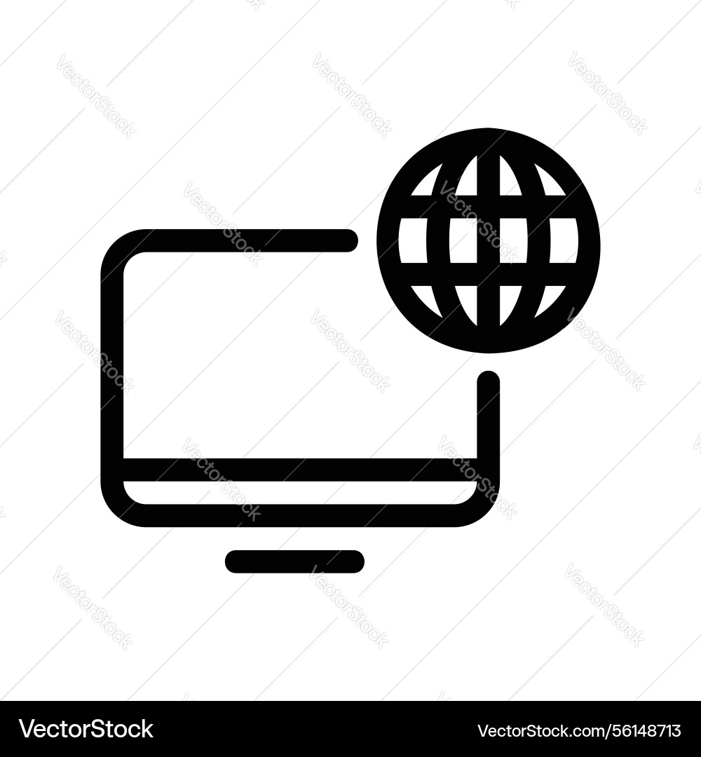 Computer monitor connected to the global internet vector image