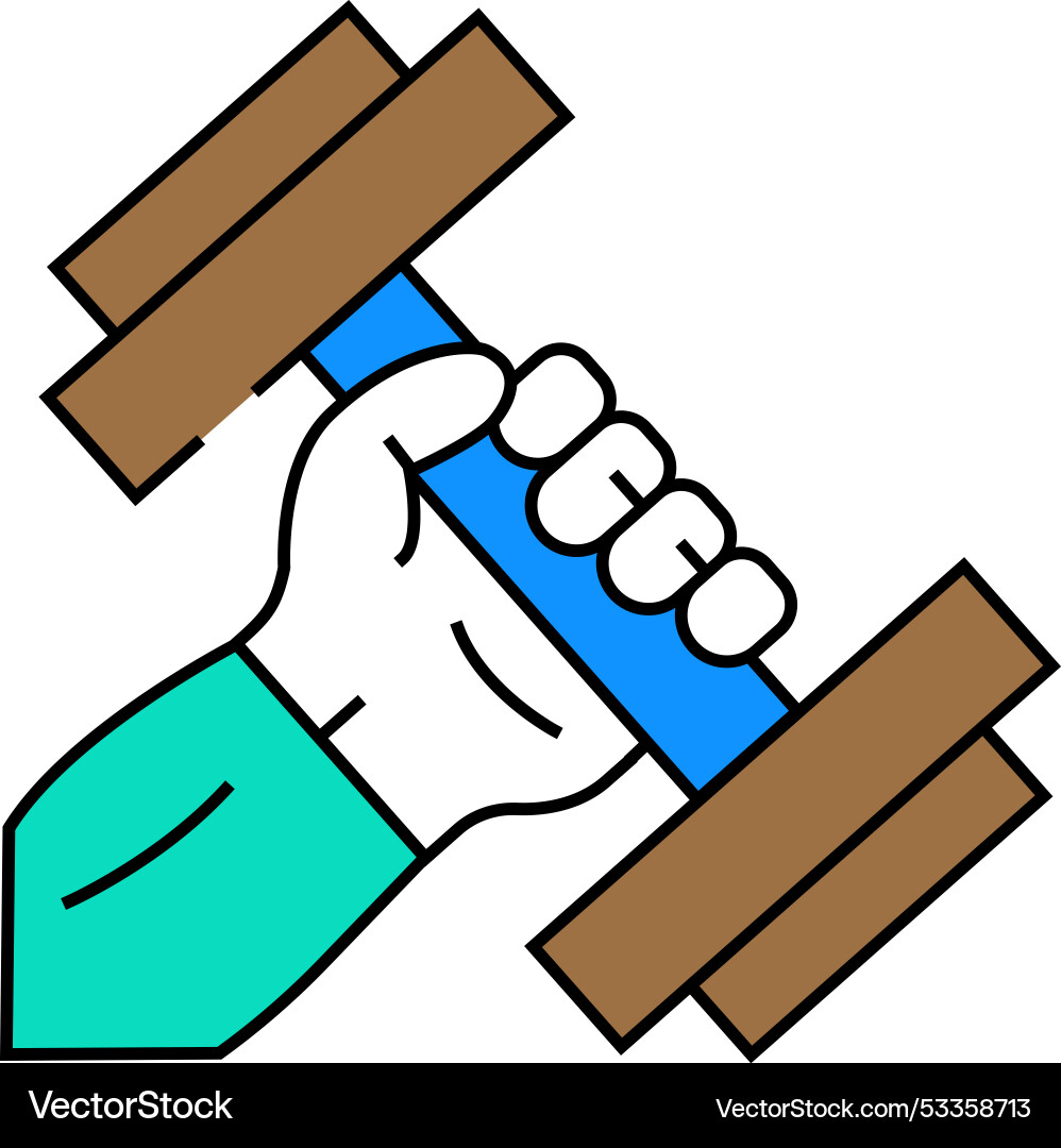 Exercise with dumbbell icon color Exercise with dumbbell icon color Vector Image