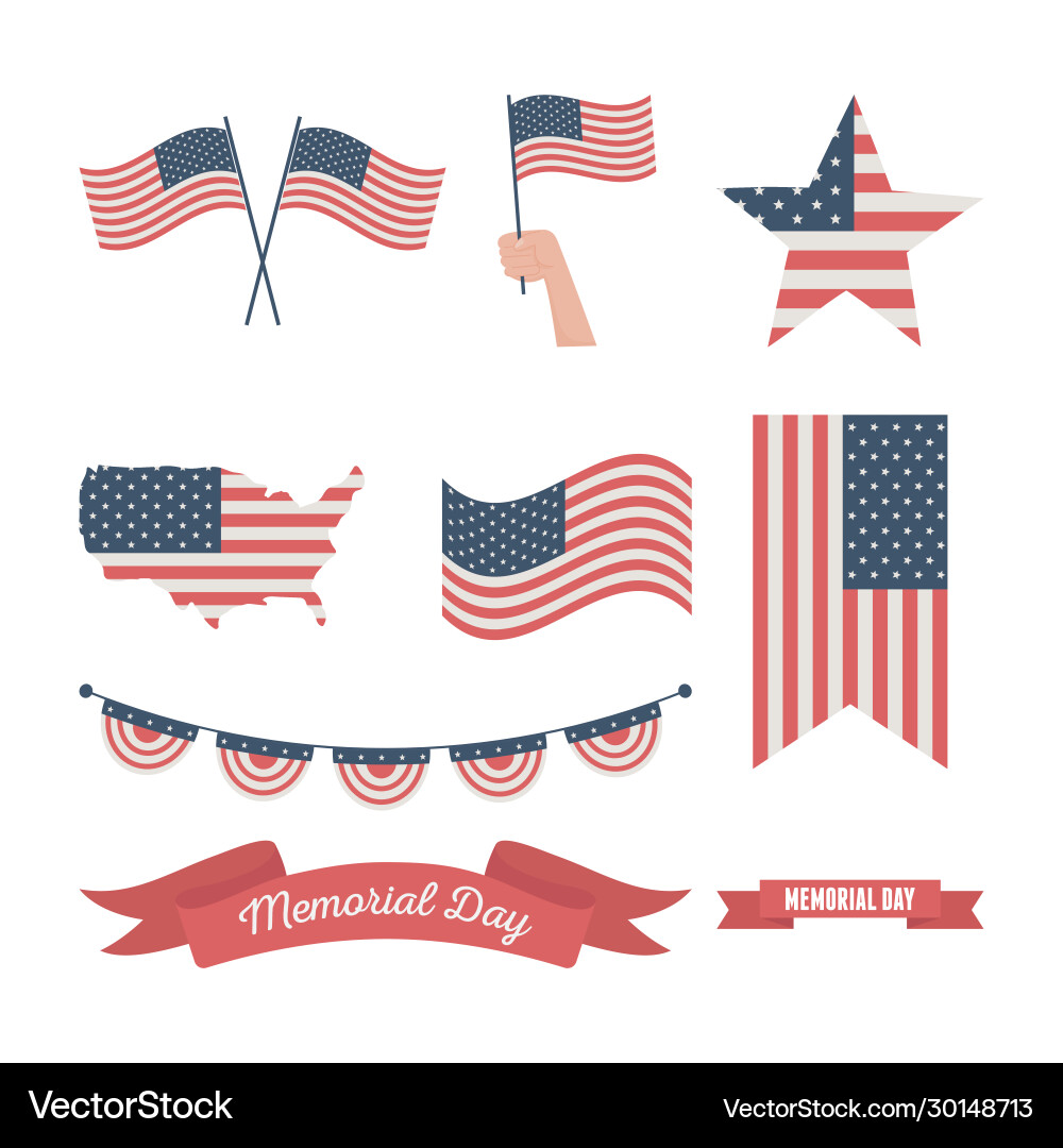 Memorial Day Flags Celebration Vector Image