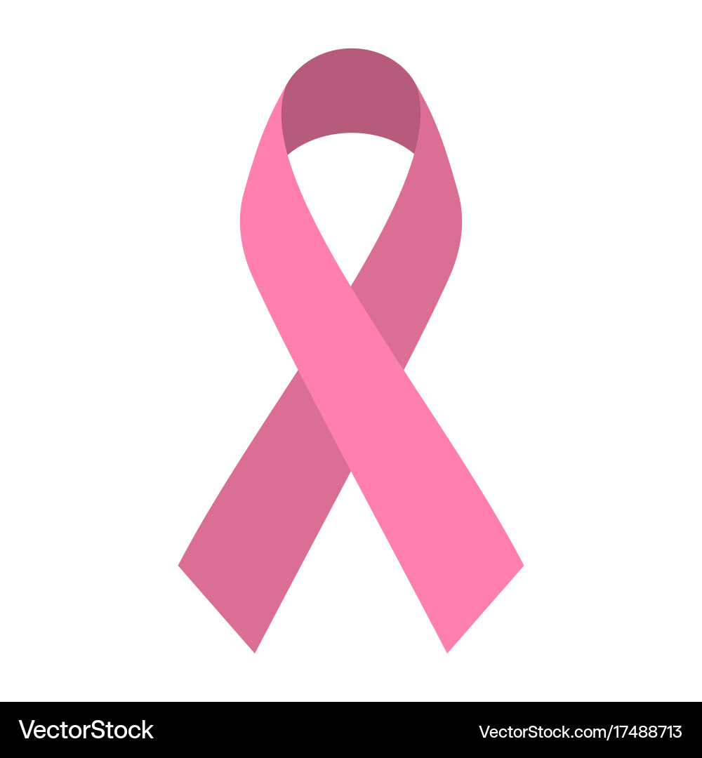 Pink Ribbon - Flat Style Vector Image