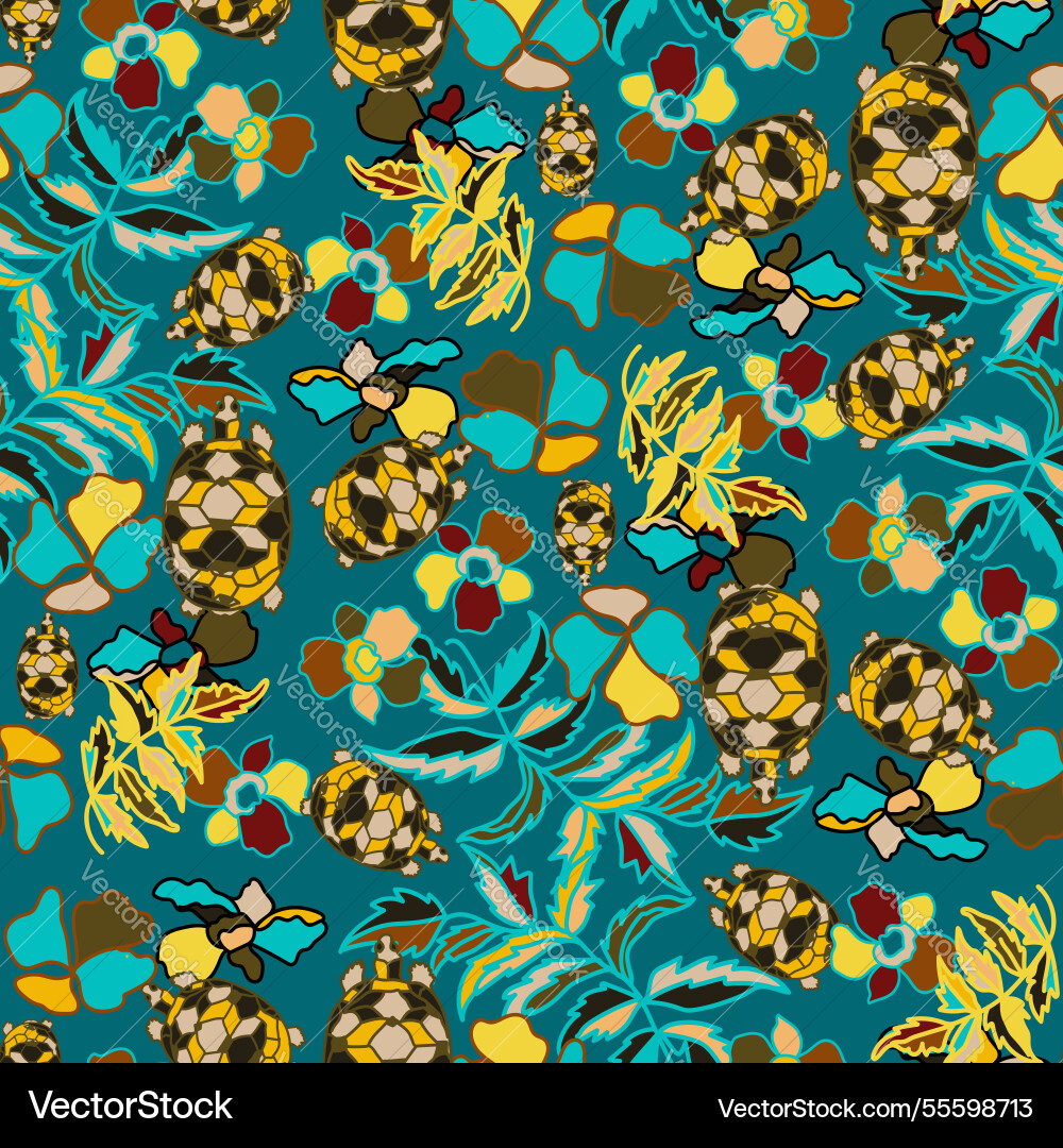 Seamless pattern with abstract turtle Vector Image