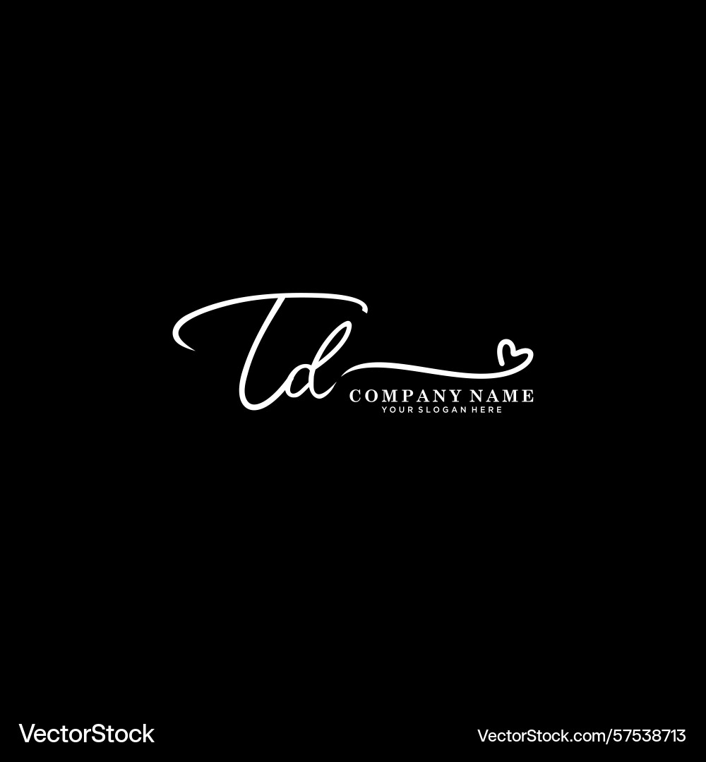 Signature style td initial logos initials logo Vector Image