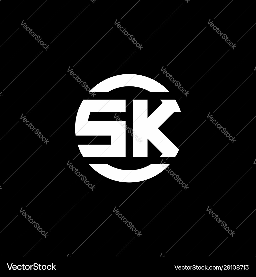 Sk logo monogram isolated on circle element vector image