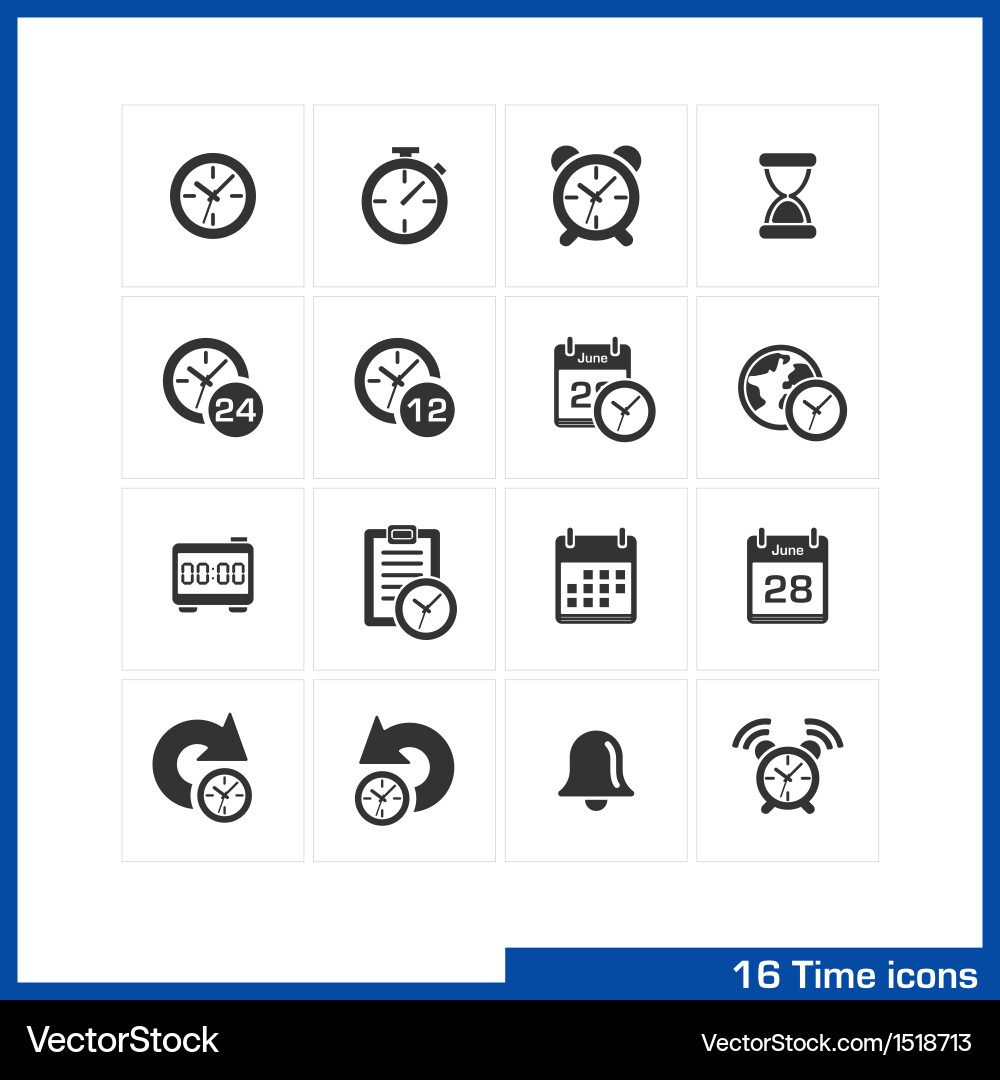 Time & Date Icon Set vector image