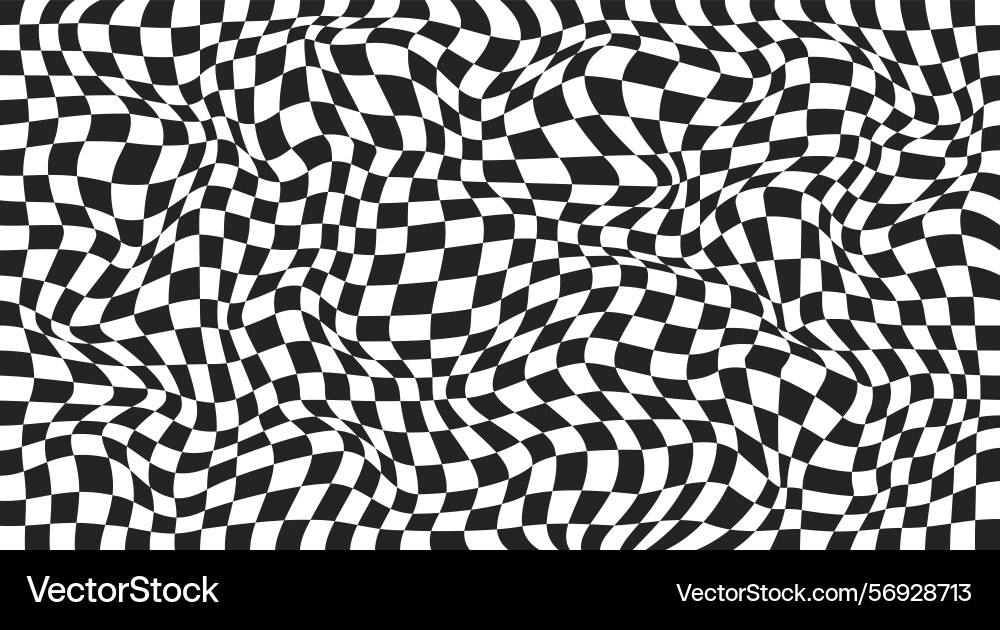 Y2k distorted pattern checkerboard wavy design vector image