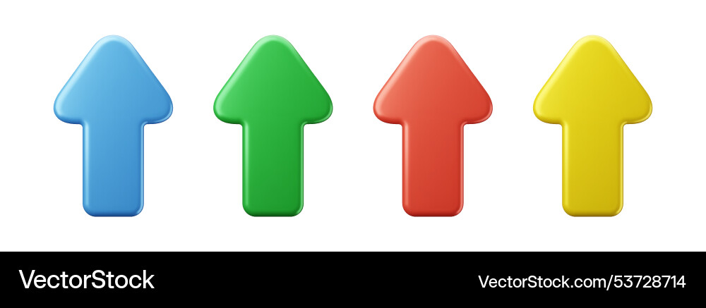 3D Arrow Navigation Icons - Up, Down, Right vector image