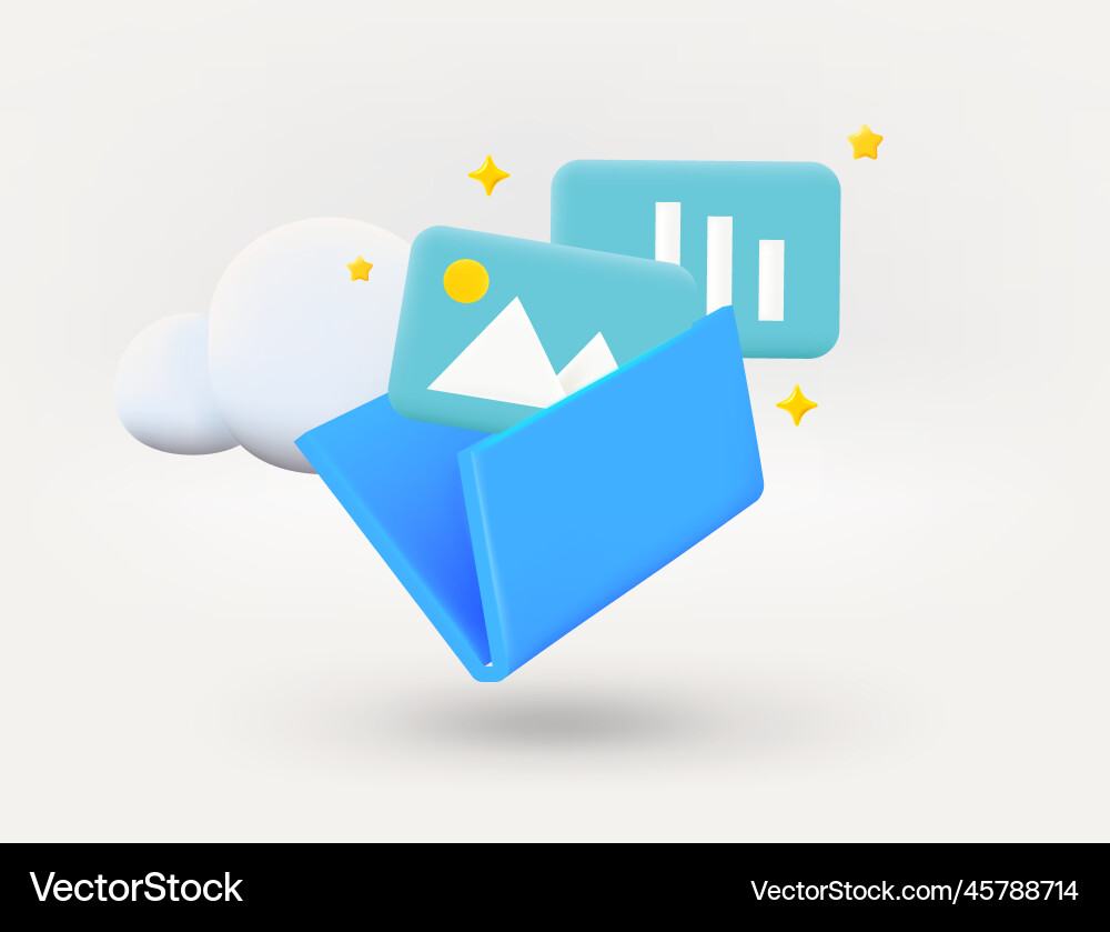Blue folder with galley and charts new message Vector Image