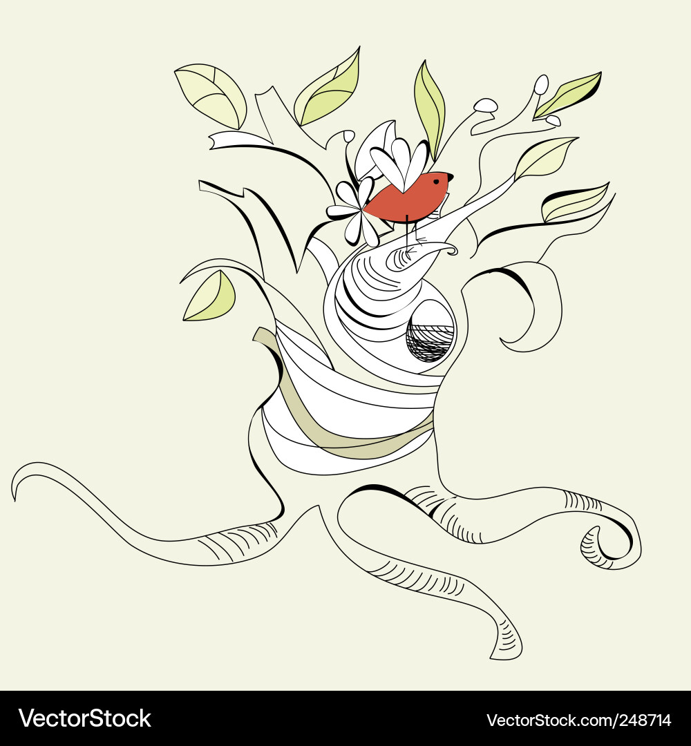 Elegant Branch with Bird Vector Image