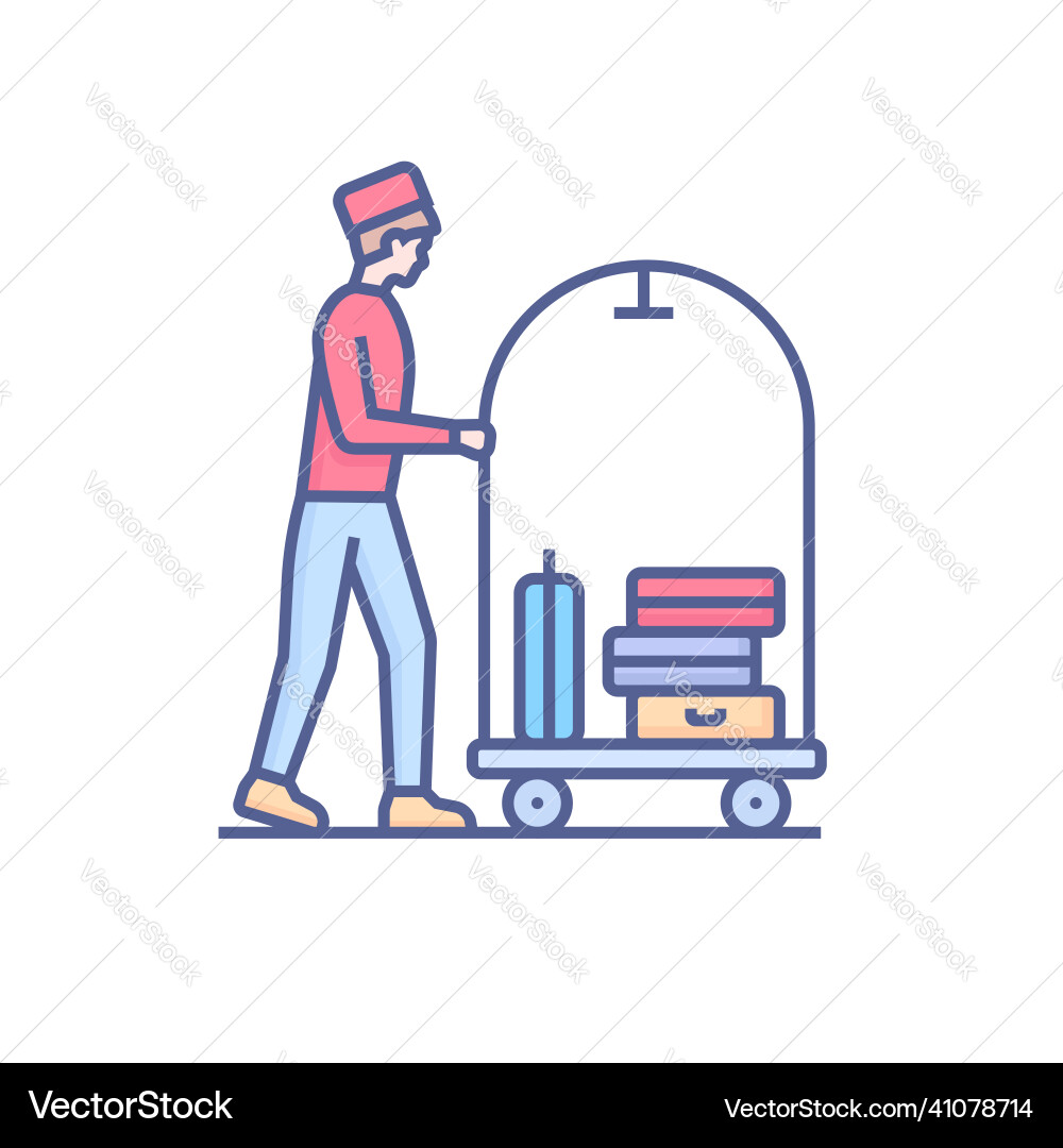 Hotel bellboy - moderne farbige Linie Design Stil Hotel bellboy - moderne farbige Linie Design Stil vektorbild