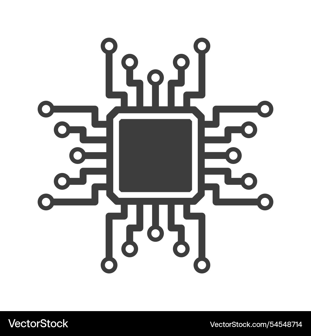 Machine learning micro chip symbol ml icon vector image