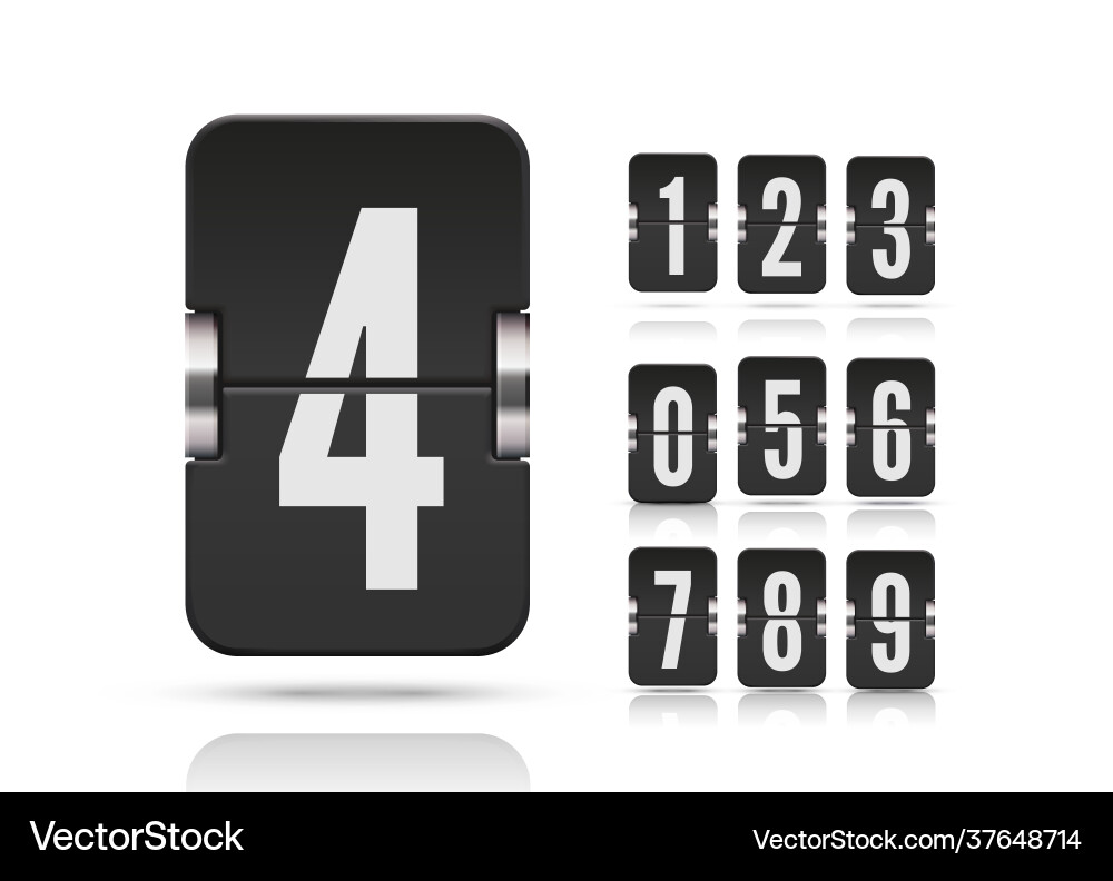 Numeric flip scoreboard set with reflections Numeric flip scoreboard set with reflections vector image