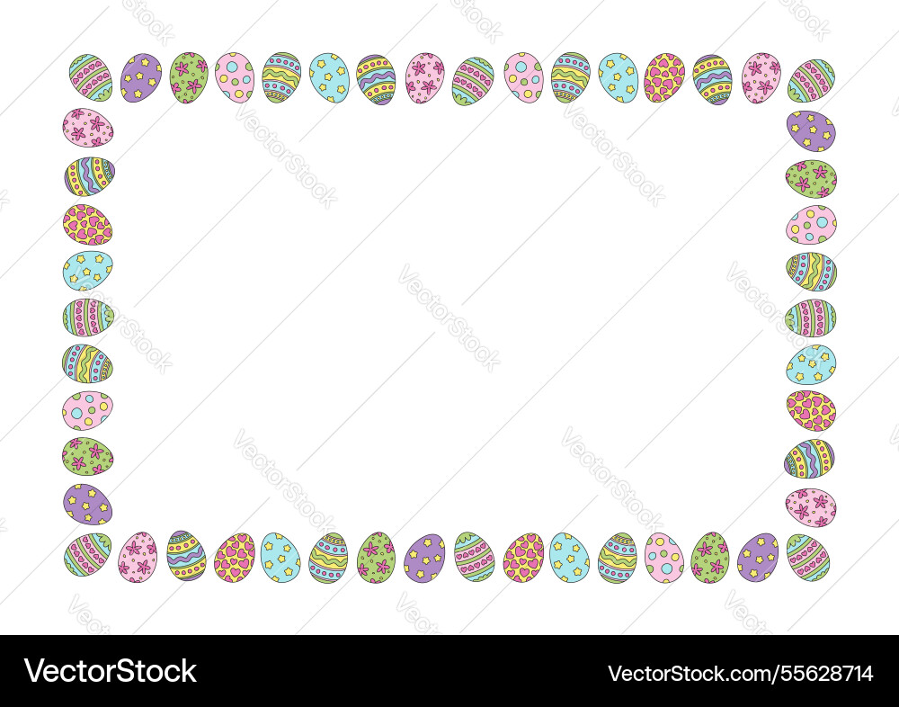 Rectangular frame with painted easter eggs Rectangular frame with painted easter eggs vector image