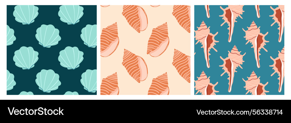 Unique patterns of seashells and salmon Unique patterns of seashells and salmon vector image
