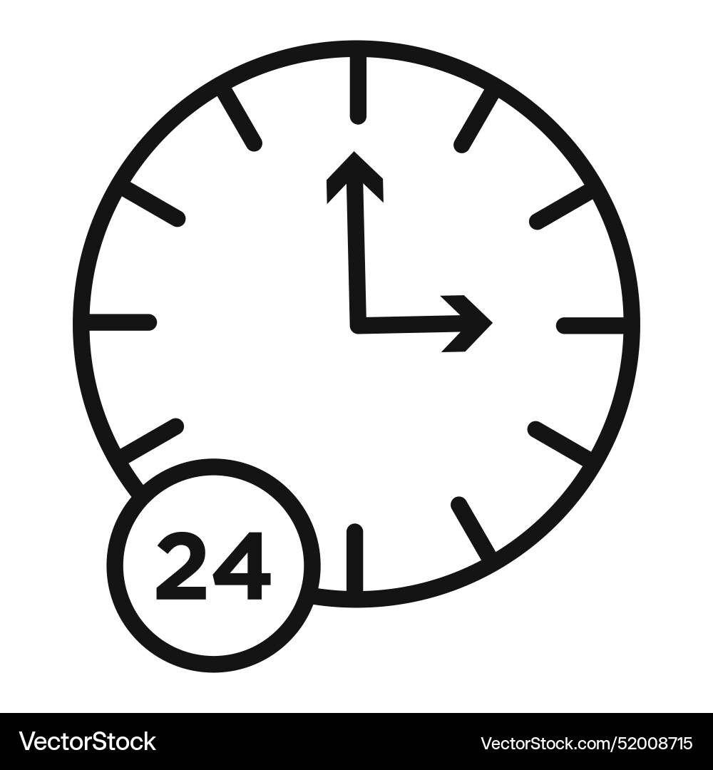 24-hour time icon for clock and management vector image