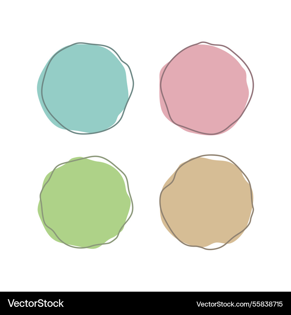 Abstract circle brush shape with outline set Abstract circle brush shape with outline set vector image