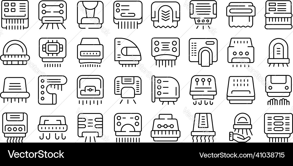 Automatic drying machine icons set outline Automatic drying machine icons set outline Vector Image