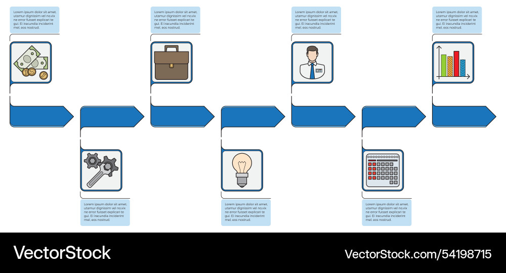 Business process flowchart representing steps from Business process flowchart representing steps from vector image