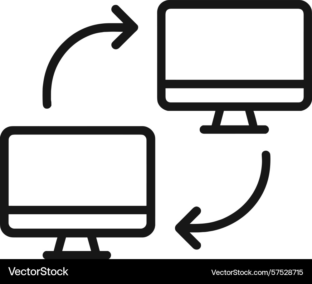 Computer monitors exchanging data in a connected Computer monitors exchanging data in a connected vector image
