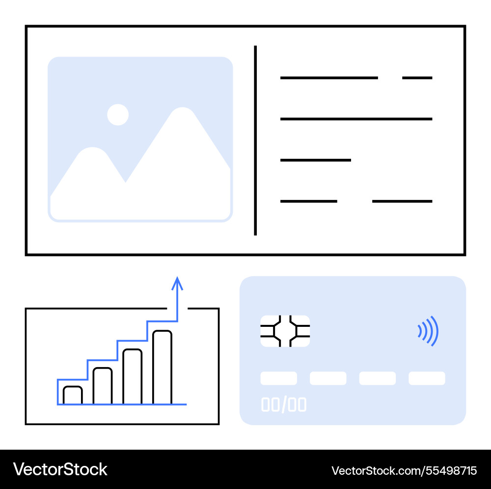Data analytics dashboard with growth chart id Data analytics dashboard with growth chart id Vector Image