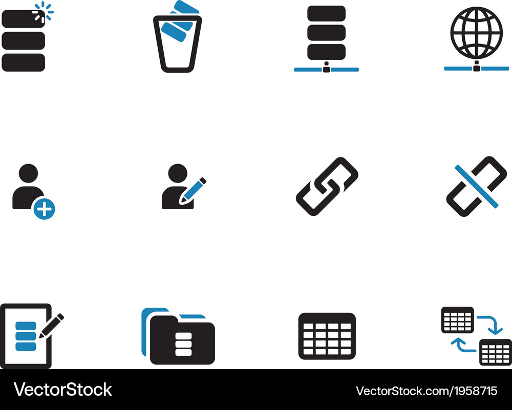 Database duotone icons on white background Vector Image
