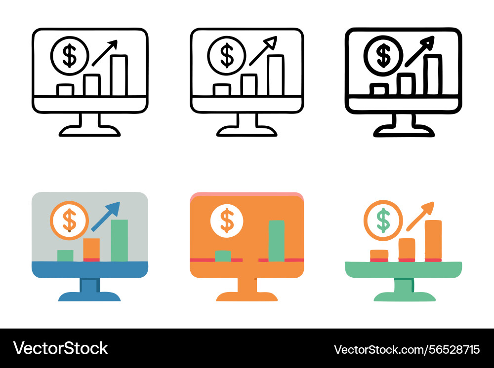 Money statistics and finance data on computer Vector Image