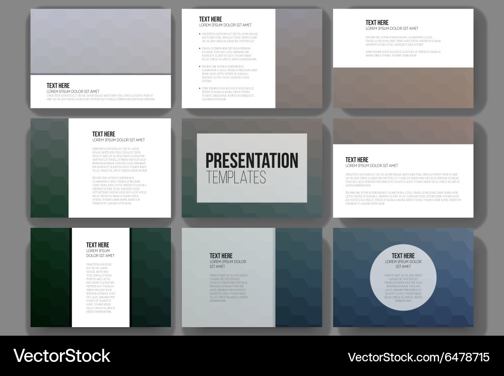 Set of 9 templates for presentation slides vector image