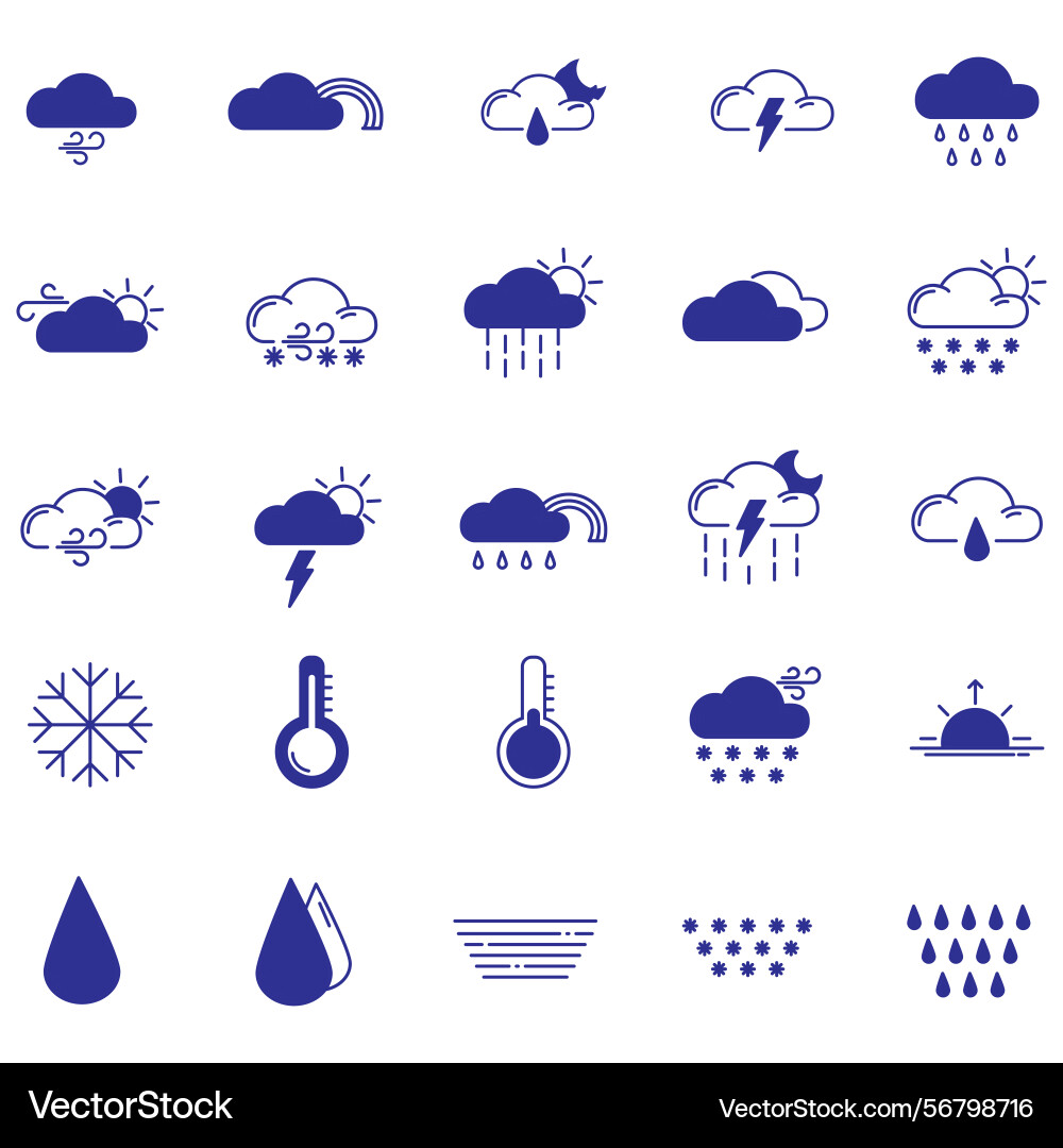 Clouds icons set of in different form Vector Image