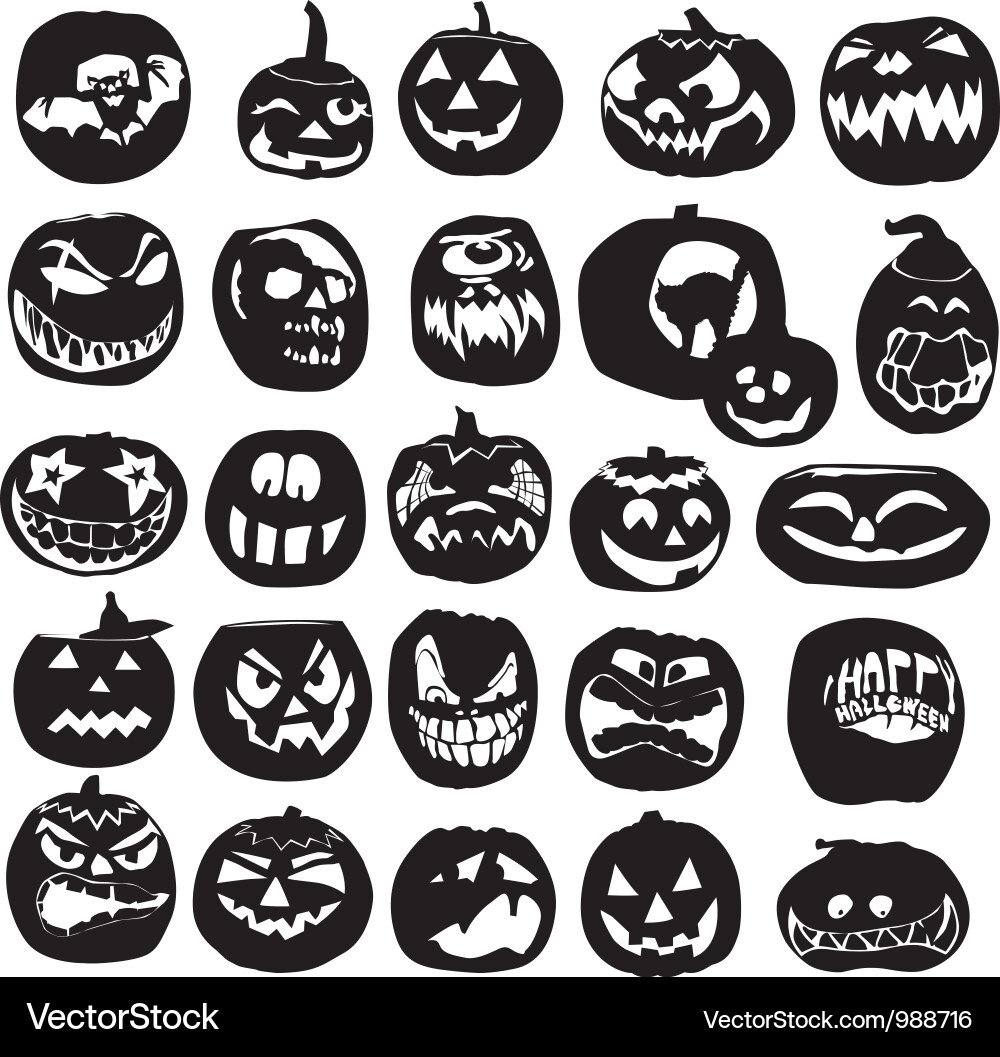 Halloween Pumpkin Silhouettes vector image