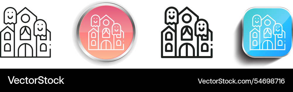 Haunted house icon thin linear regular and button vector image