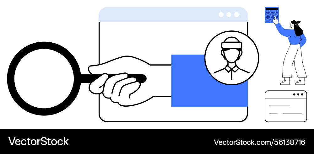 Online user analytics and data exploration concept Online user analytics and data exploration concept vector image