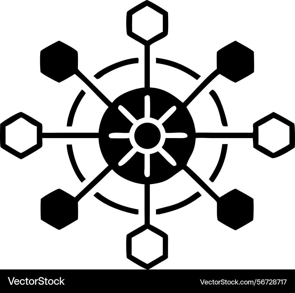 Abstract network icon with interconnected Vector Image