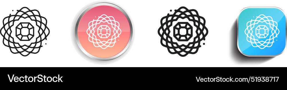 Brooch icon thin linear regular and button style Brooch icon thin linear regular and button style vector image