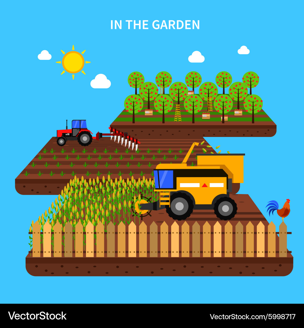 Farm Harvest Scene Vector Image