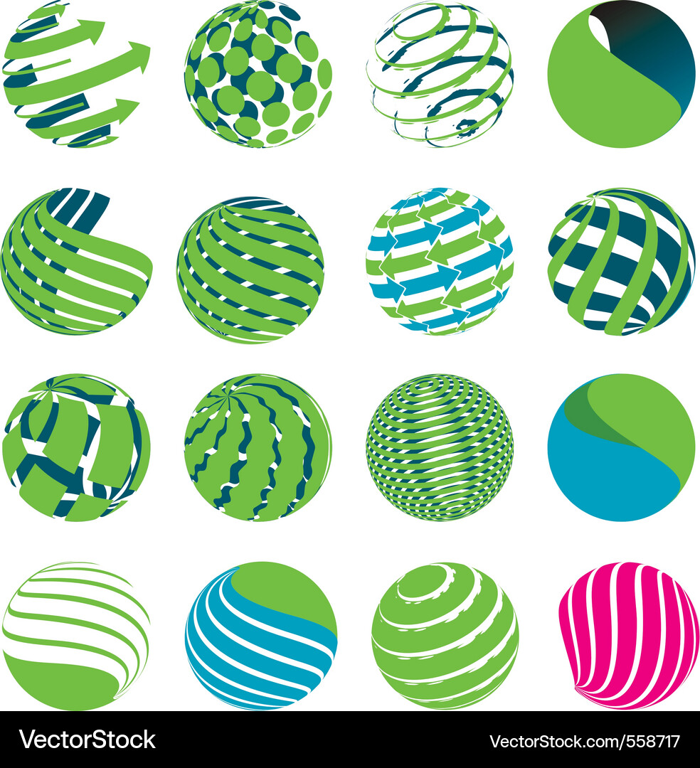 Global Spheres Collection Vector Image