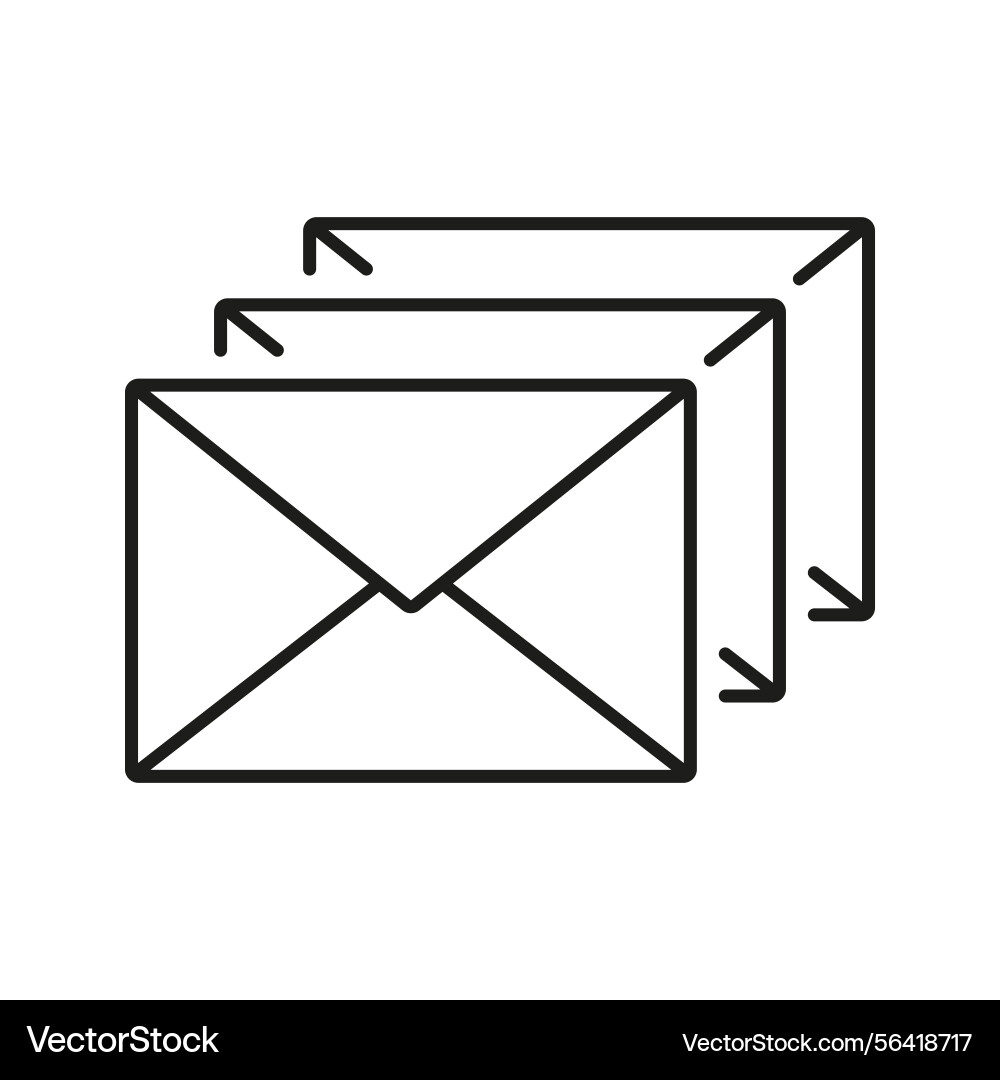 Multiple envelopes line icon email communication Multiple envelopes line icon email communication vector image