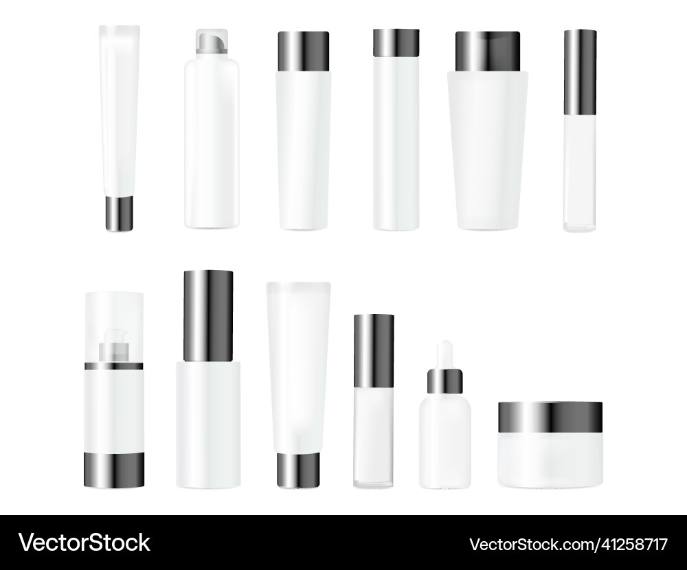 Realistic mockups bundle of bottles for various Realistic mockups bundle of bottles for various vector image