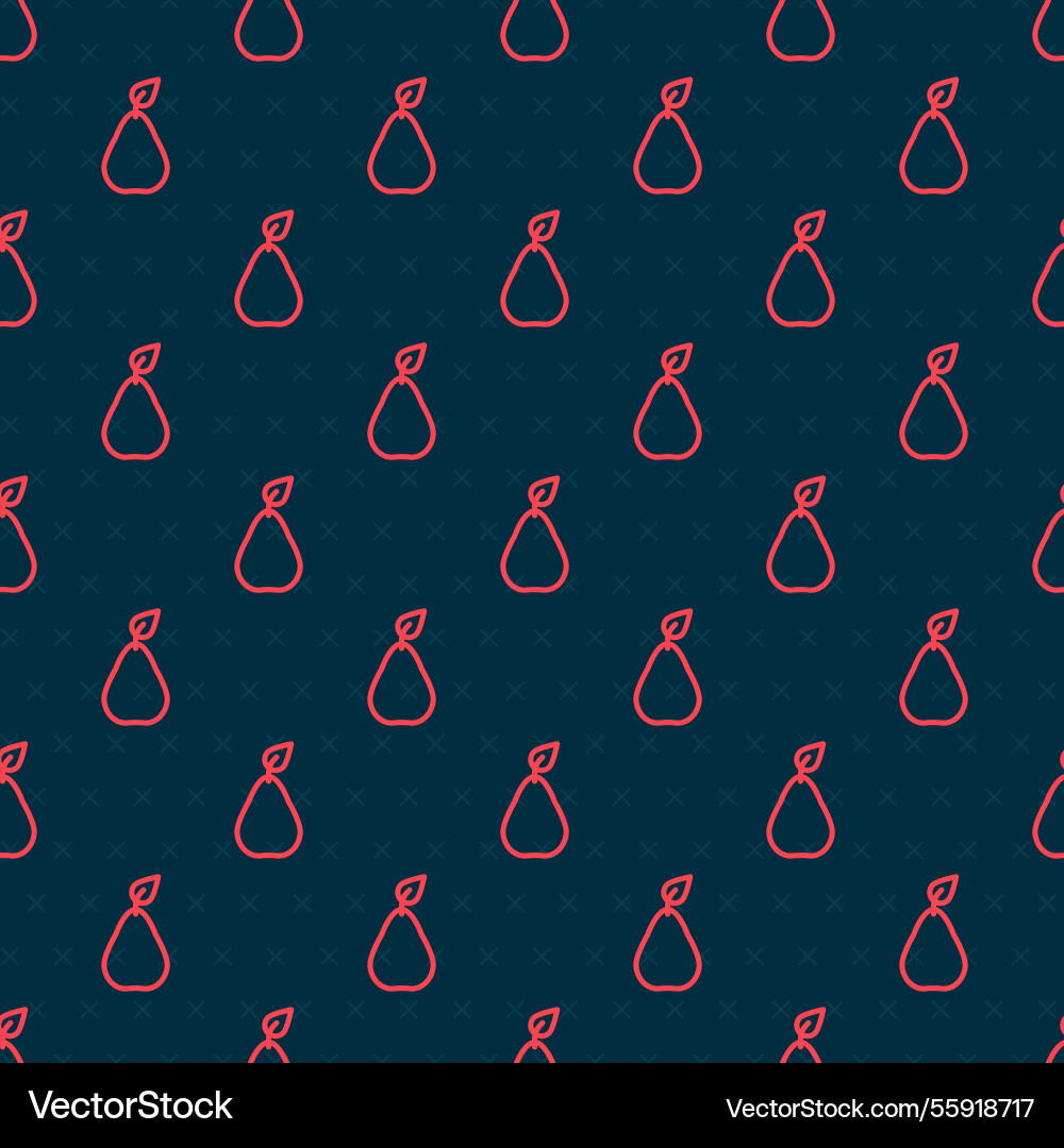 Red line pear icon isolated seamless pattern Vector Image