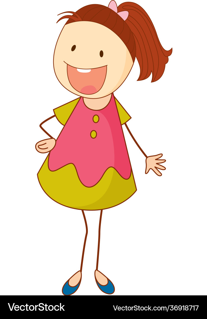 Süße Mädchen Cartoon Charakter in Hand gezogen Doodle Süße Mädchen Cartoon Charakter in Hand gezogen Doodle vektorbild