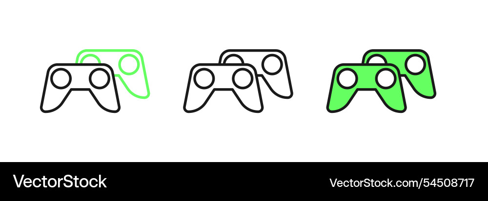 Set line game controller or joystick Set line game controller or joystick vector image