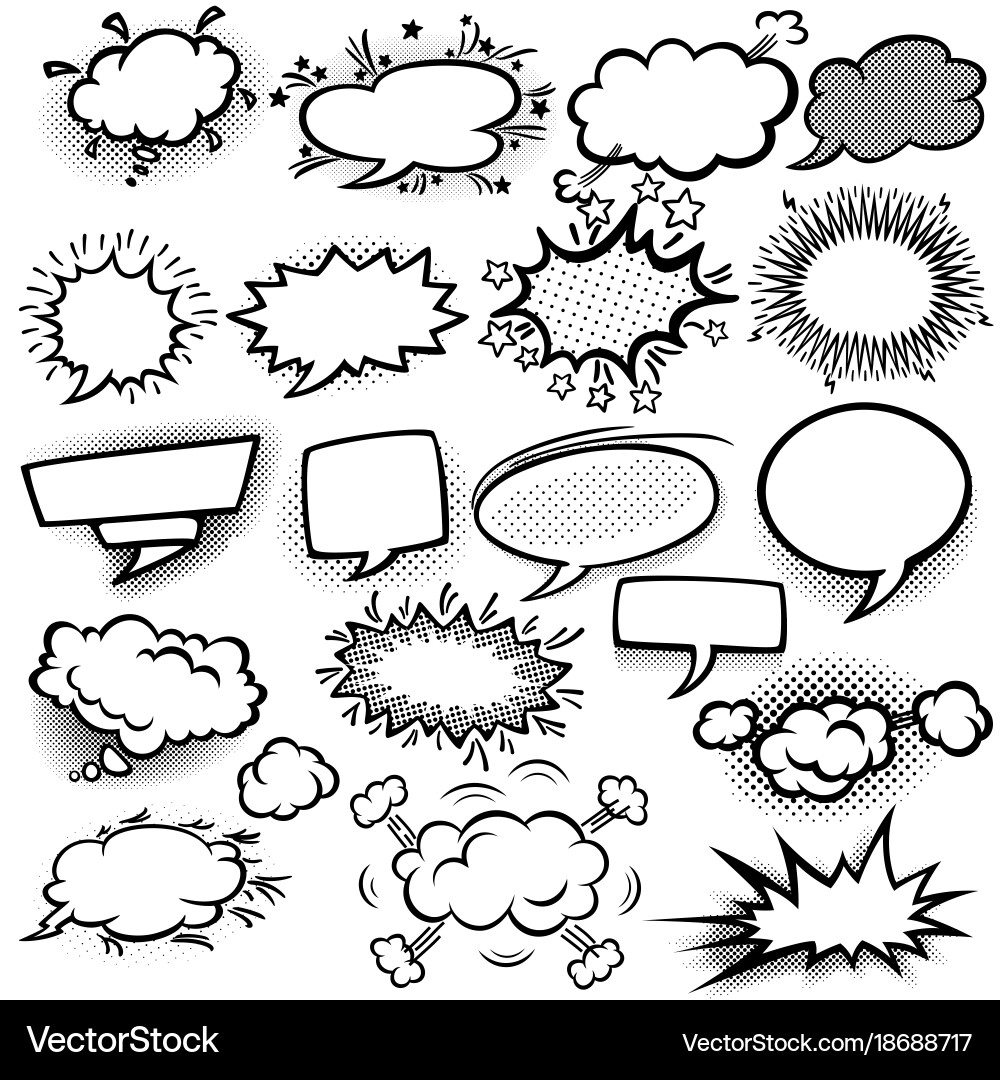 Set of empty comic bubbles Royalty Free Vector Image